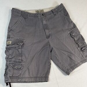 Vintage Y2K Lee Dungarees Baggy Cargo Shorts Grey 38" Flat front Heavy Cotton